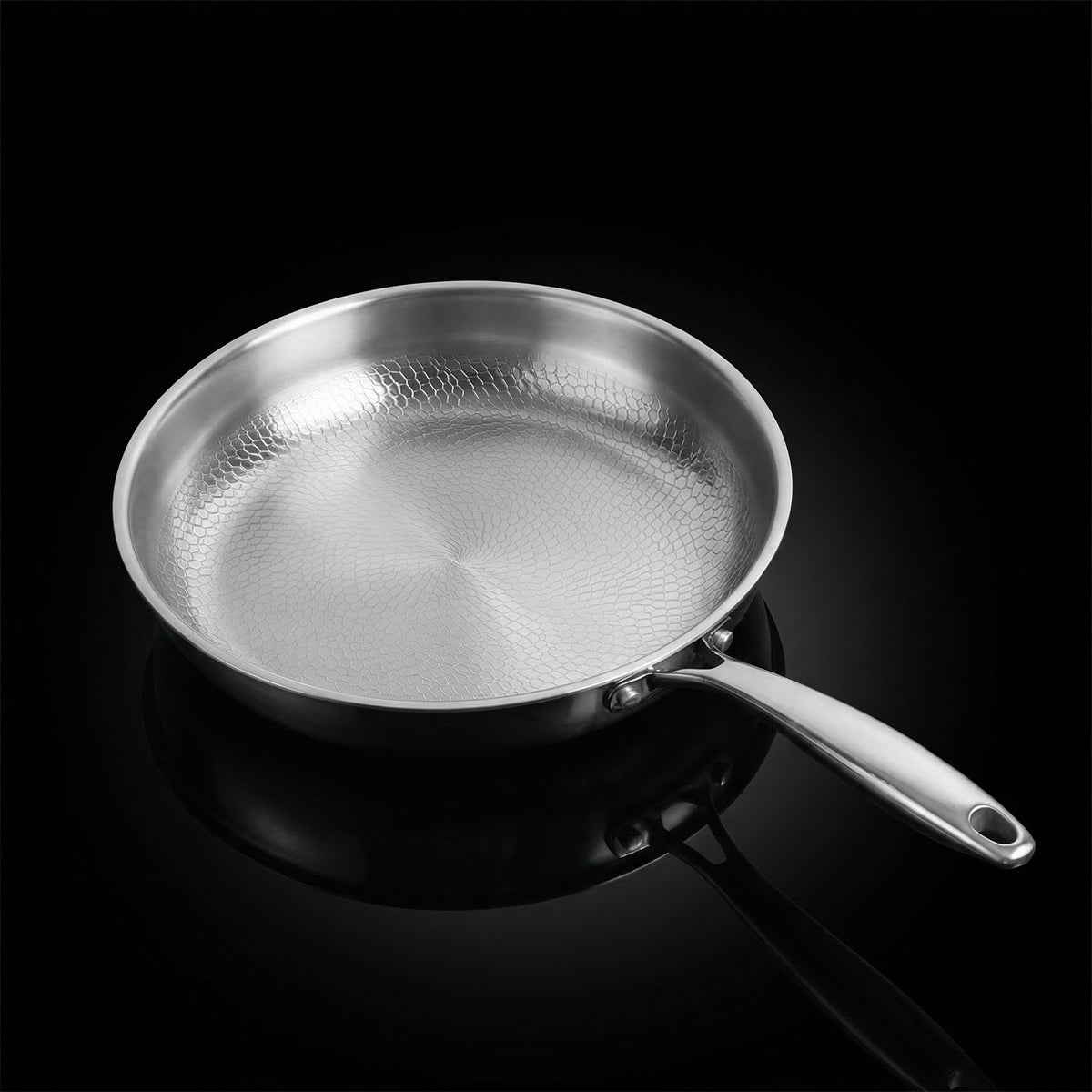 Koekenpan van titanium, gehamerde titanium pan Pro met deksel Koekenpan van titanium, gehamerde titanium pan Pro met deksel